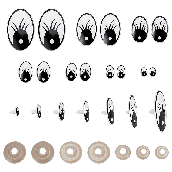 136 пакеты овальные пластиковые крафтовые безопасные глаза, принадлежности для изготовления кукол, с пластиковыми шайбами