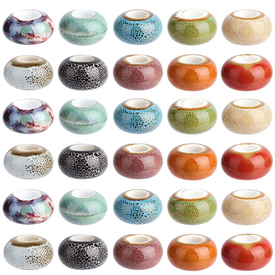 40шт 10 цвета фарфоровые бусины ручной работы, фантазии античного стекла фарфора, бусины с большим отверстием, рондель