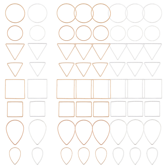 96шт 16 латунные соединительные кольца, круглое кольцо/треугольник/квадрат