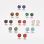 Gemstone Stud Earrings, with Brass Findings, Real Rose Gold Plated, Flat Round