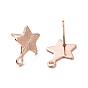 201 Stainless Steel Stud Earring Findings, with Horizontal Loop and 316 Stainless Steel Pin, Star