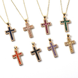 Collier croix simple pour femme, bijoux pendentif chaîne de clavicule minimaliste à la mode