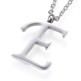 304 колье из нержавеющей стали, Письмо E, с кабельными цепями и застежкой омара