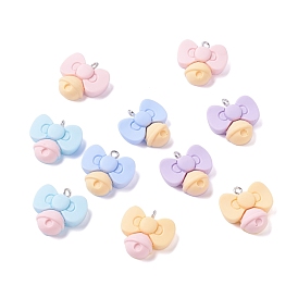 Resin Pendants, with Platinum Iron Peg Bail, Bows and Bells