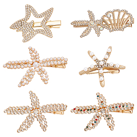 6 шт. 6 стили заколки для волос в виде морской звезды со стразами из кожи аллигатора, для женщин девушек