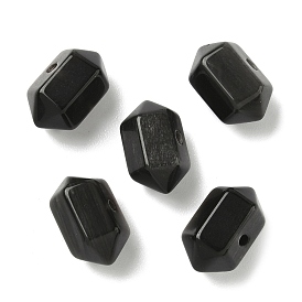 Натуральный серебристый обсидиан, бусины в форме пули с двойным заостренным концом и гранями.