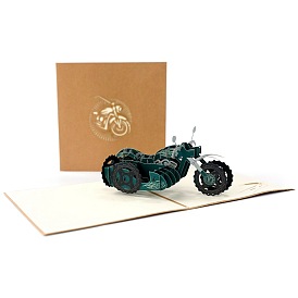 Father's Day 3D Pop Up Motorbike Paper Greeting Card for Birthday Day, Rectangle