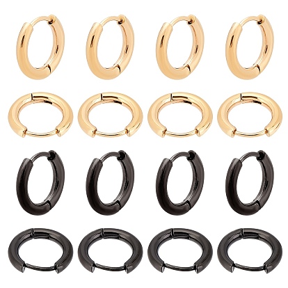 12Pair 2 Style 304 Stainless Steel Huggie Hoop Earrings, Hypoallergenic Earrings for Women