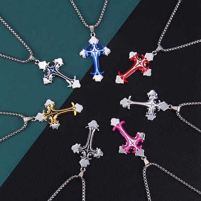 Alloy Enamel Crucifix Cross Pendant Necklace for Easter