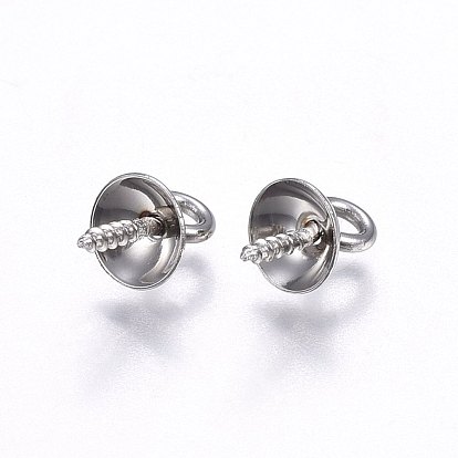 201 Stainless Steel Peg Bails, with 304 Stainless Steel Screw Eye Pin, For Half Drilled Beads