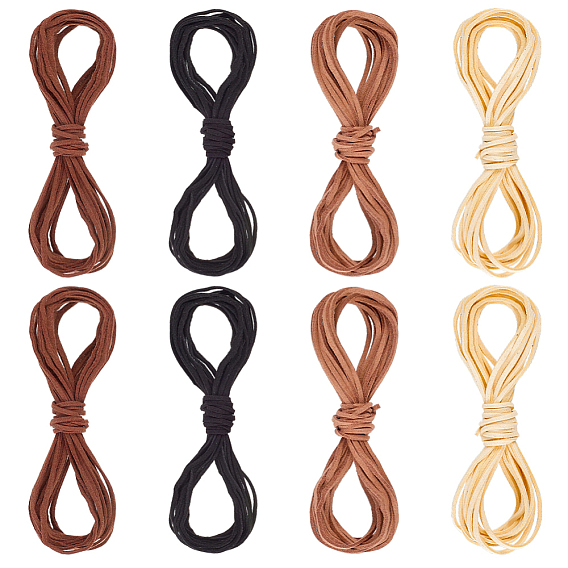 8 пучки 4 цвета плоский шнур из искусственной замши, для кожевничества