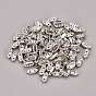 Brass Rhinestone Bridge Spacers, Grade A, Hexagon, Platinum Color, 11x4.5x3mm, Hole: 1mm