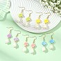 Серьги-подвески из перламутра и фарфоровых бусин., клевер, с 304 крючками для сережек из нержавеющей стали и гальванизированными немагнитными бусинами из синтетического гематита.