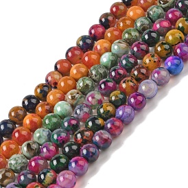 Natural Agate Bead Strands, Dyed & Heated, Round