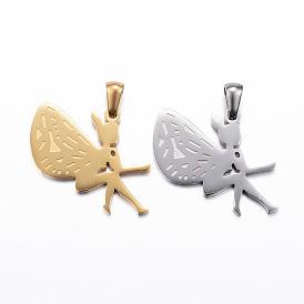 Ion Plating(IP) 304 Stainless Steel Pendants, Fairy