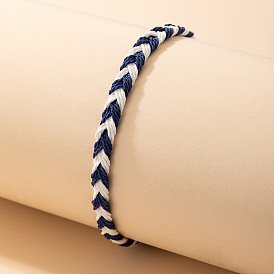 Bracelet de cheville bohème en fil coloré avec corde tissée et couleurs contrastées
