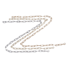 Iron Paperclip Chains, Drawn Elongated Cable Chains Necklace Making, with Brass Lobster Clasps, Unwelded