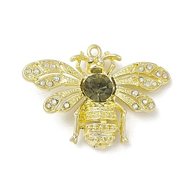 Rack Plating Alloy Glass Pendants, with Rhinestone, Bees