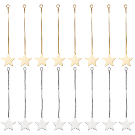 Brass Big Pendants, with Box Chain, Long-Lasting Plated, Star
