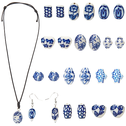 22шт. 11 стили, нити из сине-белого фарфора ручной работы