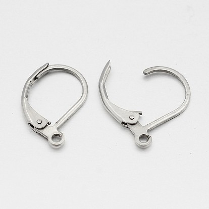 304 Stainless Steel Leverback Hoop Earrings, France Earring Hoop, 16x10x1.5mm, Hole: 1mm, Pin: 1mm