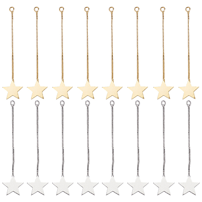 Brass Big Pendants, with Box Chain, Long-Lasting Plated, Star