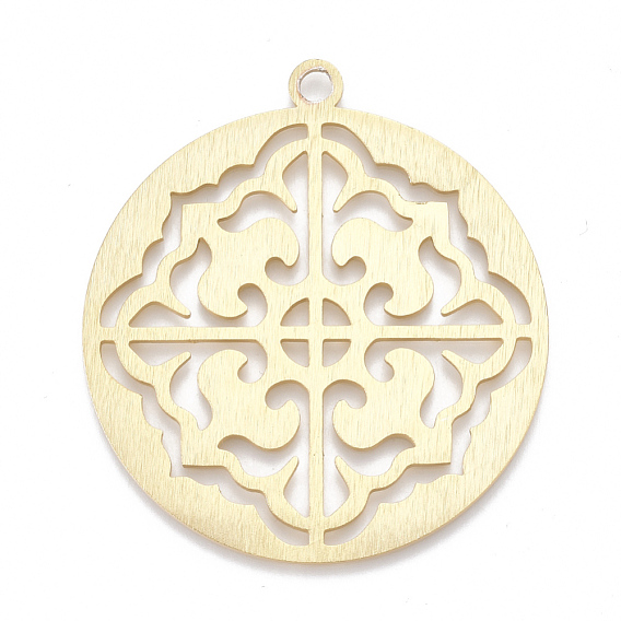 Aluminium Big Pendants, Laser Cut Big Pendants, Flat Round with Flower