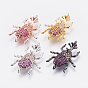 Brass Micro Pave Cubic Zirconia Links, Insect, Colorful