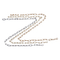 Iron Paperclip Chains, Drawn Elongated Cable Chains Necklace Making, with Brass Lobster Clasps, Unwelded