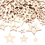 Hollow Natural Wood Pendants, Undyed, Wood Slice, Star