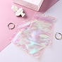 Iridescent Rectangle Plastic Zip Lock Gift Bags, Self Sealing Reclosable Package Pouches for Pen Keychain Watch Storage