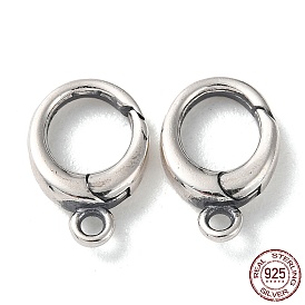 925 anillos de puerta de resorte de plata esterlina de Tailandia, cierres redondos estilo tibetano, con 925 sello