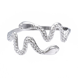304 открытая манжета из нержавеющей стали со змеиным обручем, полое массивное кольцо для женщин