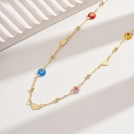 Elegant Summer Iron Rhinestone Evil Eye Waist Chains, Golden