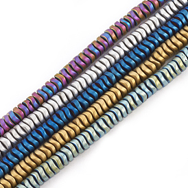 Electroplate Non-magnetic Synthetic Hematite Beads Strands, Matte Style, Wavy Disc
