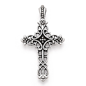 Tibetan Style Alloy Cross Gothic Pendants, Cadmium Free & Lead Free, 38x21x4mm, Hole: 2.5x1.5mm