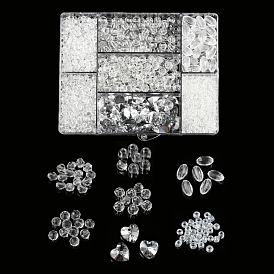 Наборы для изготовления ювелирных изделий из прозрачной серии diy, 1635 шт. Биконусы, овалы, рондели и круглые акриловые / стеклянные бусины., 20 стеклянные подвески в форме сердца