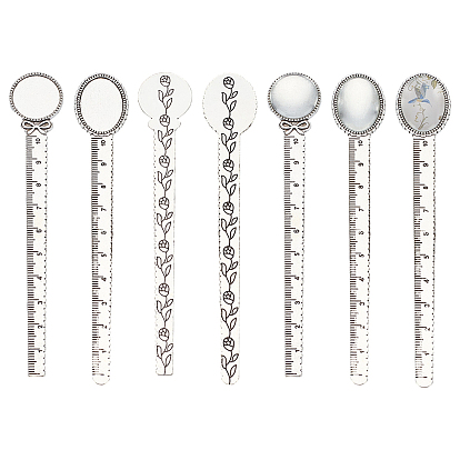 10шт. оправа для кабошонов из сплава в тибетском стиле, без кадмия и без свинца, линейка / закладки, 10 шт. Прозрачные стеклянные кабошоны