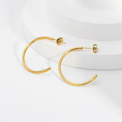 Классические 304 серьги-гвоздики из нержавеющей стали в форме буквы С