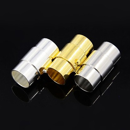 Brass Locking Tube Magnetic Clasps, Column, Mixed Style, 18~19x10~12mm, Hole: 8~10mm