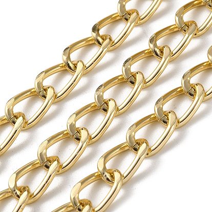 Oxidation Aluminum Diamond Cut Faceted Curb Chains, Twisted Chains, Unwelded, with Spool