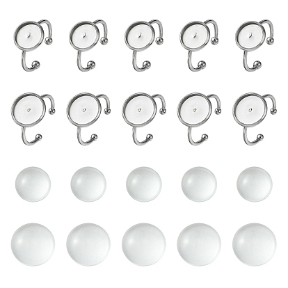 DIY Blank Dome 304 Stainless Steel Open Cuff Rings Making Kit