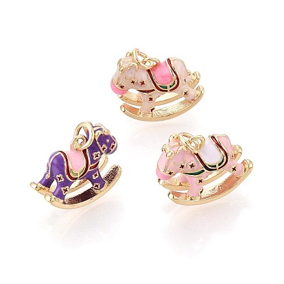 Латунь эмаль подвески, конек, с целью перехода в кольце, реальный 18 k позолоченный