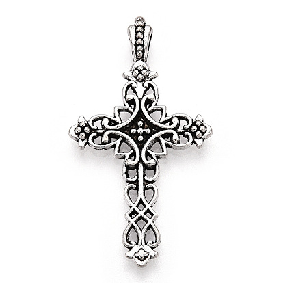 Tibetan Style Alloy Cross Gothic Pendants, Cadmium Free & Lead Free, 38x21x4mm, Hole: 2.5x1.5mm