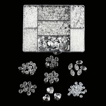 Наборы для изготовления ювелирных изделий из прозрачной серии diy, 1635 шт. Биконусы, овалы, рондели и круглые акриловые / стеклянные бусины., 20 стеклянные подвески в форме сердца