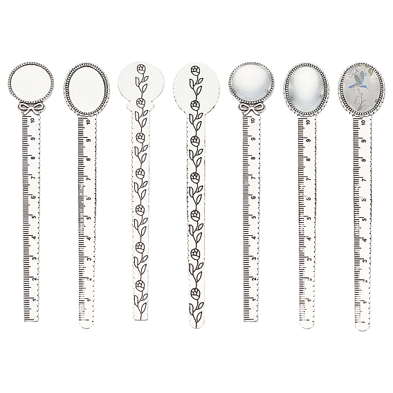 10шт. оправа для кабошонов из сплава в тибетском стиле, без кадмия и без свинца, линейка / закладки, 10 шт. Прозрачные стеклянные кабошоны