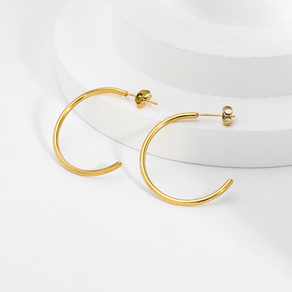 Классические 304 серьги-гвоздики из нержавеющей стали в форме буквы С