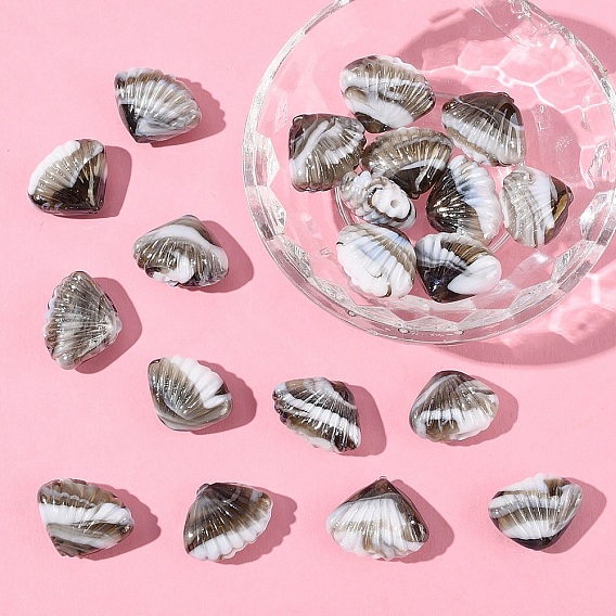 20 бусины лэмпворк ручной работы, формы раковины, жемчужные