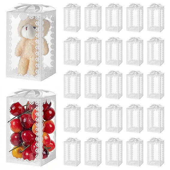 Estuches de regalo plegables de PVC para almacenamiento, cajas de almacenamiento de joyas, Rectángulo con bowknot