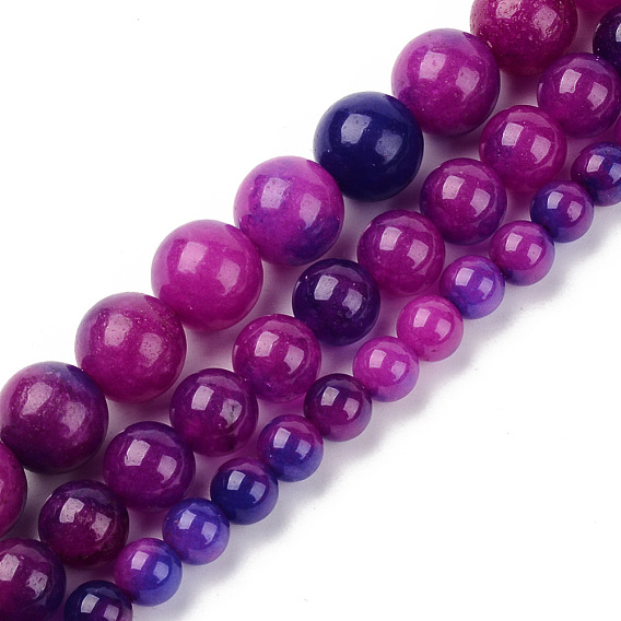 Натуральные нити из сугилитовых бусин, окрашенная и подогревом, круглые